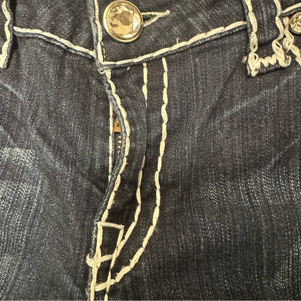 LA Idol Dark Blue Embellished Skinny Jeans with Contrast Stitching 11 - Picture 11 of 16